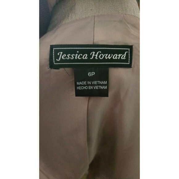 Jessica Howard Petite Beige gold metallic shimmery 3/4-Sleeve Jacket 6P - Picture 5 of 6